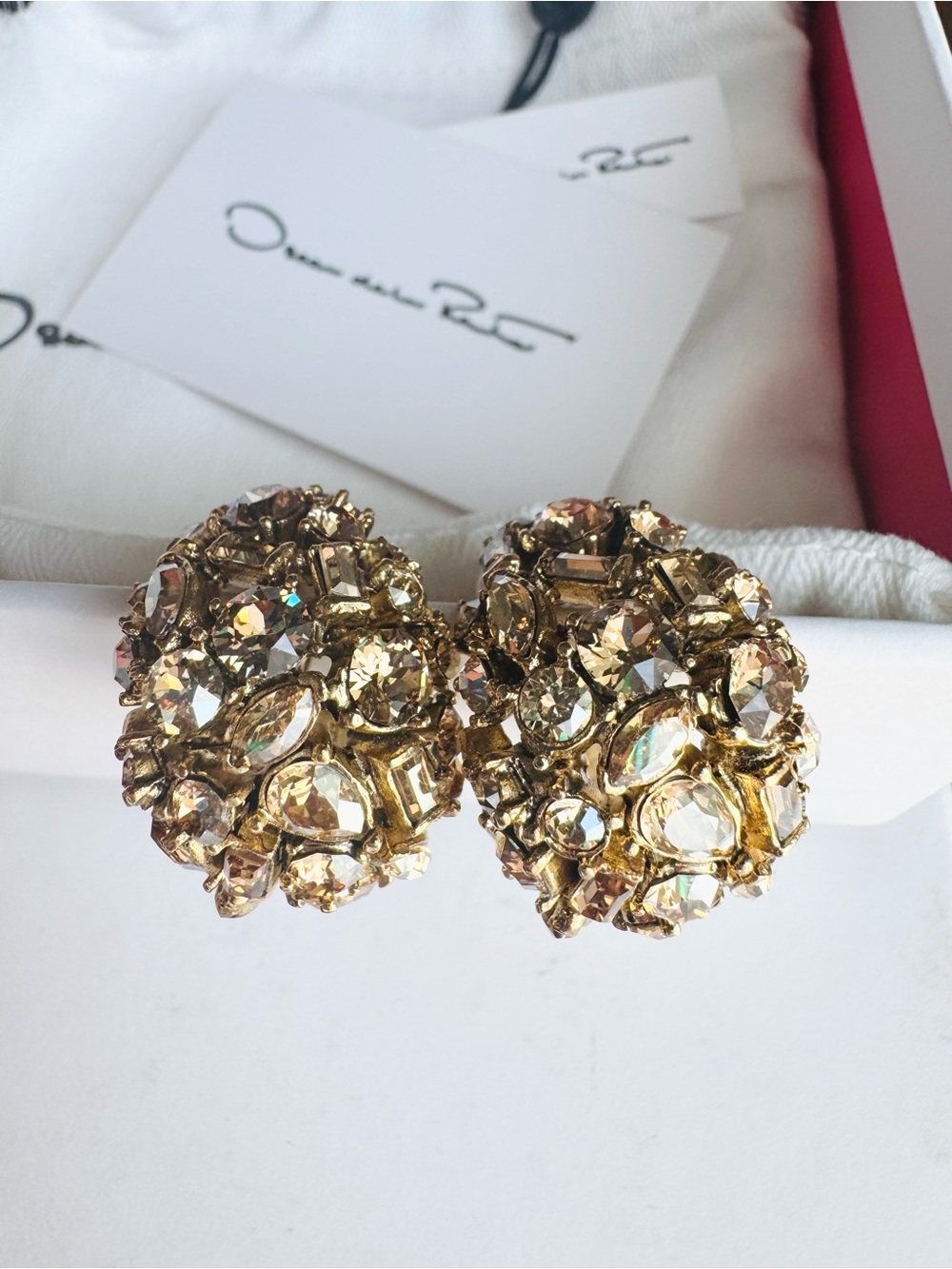Oscar De La Renta Crystal Domed Earrings - Picture 8 of 10